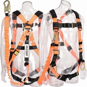 img 4 attached to Safety Harness And Shock Absorbing Lanyard Kit With Snap Hook End - 6Ft Stretchable Cord And Permanent Attachment By WELKFORDER