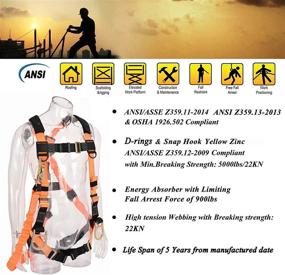img 2 attached to Safety Harness And Shock Absorbing Lanyard Kit With Snap Hook End - 6Ft Stretchable Cord And Permanent Attachment By WELKFORDER