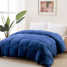 img 4 attached to Queen Comforter - ACCURATEX Navy Blue Down Alternative Fill Duvet Insert, Soft & Lightweight All Season With Corner Tabs, Machine Washable 90X90 Inches
