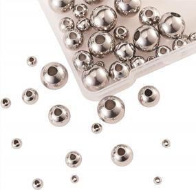 img 1 attached to DanLingJewelry Stainless Steel Round Metal Beads In Various Sizes For DIY Jewelry Making