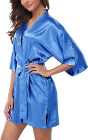 img 2 attached to Silky Satin Robes For Women'S Bridal Party: Short Kimono Style In Bride And Bridesmaid Options