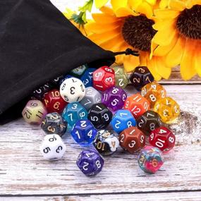 img 1 attached to AUSTOR 35 Pieces Polyhedral Dice 12 Sided Game Dice Set Mixed Color 12 Sides Dice Assortment With A Black Velvet Storage Bag For DND RPG MTG Table Games