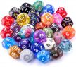 austor 35 pieces polyhedral dice 12 sided game dice set mixed color 12 sides dice assortment with a black velvet storage bag for dnd rpg mtg table games logo