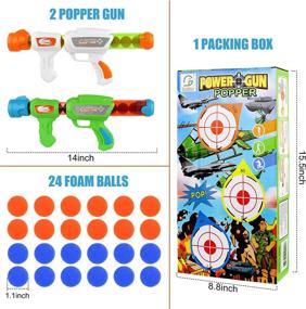 img 3 attached to Rapid Fire Fun: Goldboy 2 Pack Atomic Power Popper Gun For Happy Kids Shooting Games With 24 Foam Balls - Perfect For Boys And Girls Age 5 To 12 Years Old!