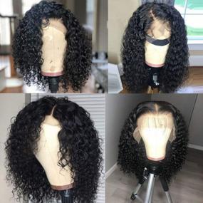img 2 attached to Get Flawless Curls With ALLRUN Brazilian Virgin 13X4 Lace Front Curly Bob Wigs For Black Women - Pre-Plucked And High Density (14 Inch)