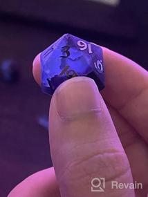 img 5 attached to Испытайте волшебство с набором кубиков D&amp;D ручной работы UDIXI из натуральных драгоценных камней темно-фиолетового цвета «кошачий глаз»