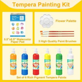 img 1 attached to Non-Toxic AUREUO Tempera Paint Set For Kids - 6 Colors Finger Paints Kit With Watercolor Paper Pad, Brushes, And Palette - Washable Art Supplies For Creative Play