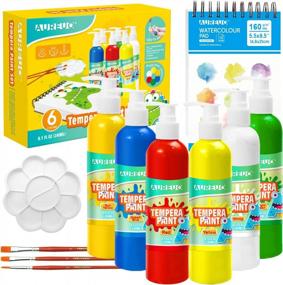 img 4 attached to Non-Toxic AUREUO Tempera Paint Set For Kids - 6 Colors Finger Paints Kit With Watercolor Paper Pad, Brushes, And Palette - Washable Art Supplies For Creative Play