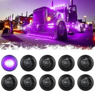 🚗 pseqt 0.75" round led side marker lights for trucks, cars, buses, wranglers, vans, rvs, atvs & utvs - 10pcs waterproof purple marker lights with smoked lens логотип