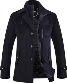 img 4 attached to APTRO Premium Wool Pea Coat For Men With Detachable Inner Rib And Windbreaker Feature