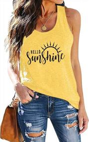 img 2 attached to Hello Sunshine Tank Tops For Women Summer Sleeveless Graphic Print T Shirt Nature Shirt Vacation Shirt