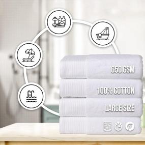 img 3 attached to JINAMART Luxury 100% Cotton 650 GSM Bath Towels - Extra Large 4 Pack Set For Quick Dry Absorbency (27.5" X 55")
