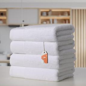 img 4 attached to JINAMART Luxury 100% Cotton 650 GSM Bath Towels - Extra Large 4 Pack Set For Quick Dry Absorbency (27.5" X 55")