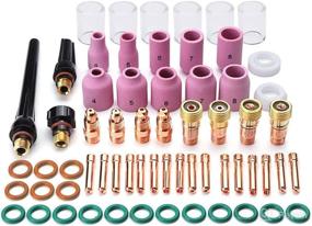 img 2 attached to 🔥 63PCS TIG Welding Torch Accessories Kit with Collets, Body, Glass Cup, Alumina Nozzle, Stubby Gas Lens, #10 Pyrex Cup - Complete TIG WP-17/18/26 Kit (63-PCS)