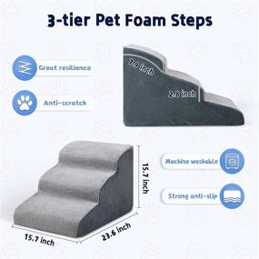 img 1 attached to 🐶 INRLKIT 2/3/4 Tiers Pet Foam Stairs: High Density Dog Ramps/Ladders for Senior Dogs, Cats, Puppies - Includes 1 Rope Toy