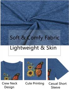 img 1 attached to Plus Size Butterfly Sunflower Shirt Women: Short Sleeve Floral Graphic Nature Tops