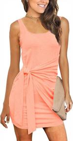 img 2 attached to Summer Sleeveless T-Shirt Bodycon Dress With Ruched Tie Waist: Zalalus Women'S Mini Sundress