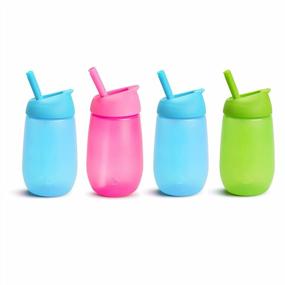 img 4 attached to Munchkin Simple Clean Straw Cup, 10 унций, 4 упаковки, синий/зеленый/розовый