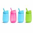 munchkin simple clean straw cup, 10 ounce, 4 pack, blue/green/pink logo