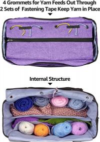 img 2 attached to YARWO Knitting Tote Bag, Yarn Storage Organizer For Yarn Skeins, Knitting Needles, Crochet Hooks And Knitting Projects, Purple (Patent Pending)