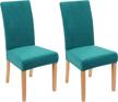 soft and stretchy peacock green velvet dining chair covers - set of 2, removable slipcovers for dining room chairs logo