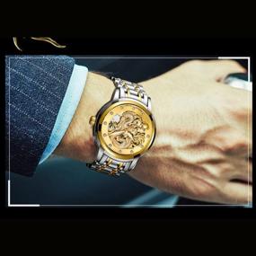 img 2 attached to Luxury Men'S Mechanical Skeleton Automatic Watch With Dragon Carved Dial, Lumious Hands, Diamond Accents, Waterproof Stainless Steel Business Wristwatch By Weicam