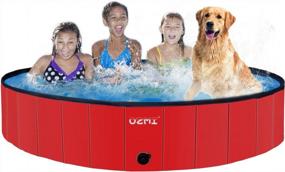 img 4 attached to Большой бассейн для собак от OZMI - складная жесткая пластиковая ванна для купания домашних животных для собак, кошек и детей (47,2 дюйма)