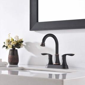 img 3 attached to Modern Commercial Bathroom Faucet With Two Handles, Oil Rubbed Bronze Finish, Lead-Free, Includes Drain Stopper And Water Hoses For Vanity Sink