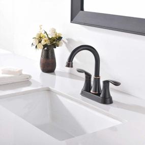 img 2 attached to Modern Commercial Bathroom Faucet With Two Handles, Oil Rubbed Bronze Finish, Lead-Free, Includes Drain Stopper And Water Hoses For Vanity Sink