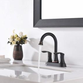 img 1 attached to Modern Commercial Bathroom Faucet With Two Handles, Oil Rubbed Bronze Finish, Lead-Free, Includes Drain Stopper And Water Hoses For Vanity Sink