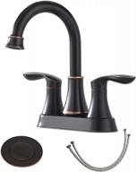 modern commercial bathroom faucet with two handles, oil rubbed bronze finish, lead-free, includes drain stopper and water hoses for vanity sink логотип