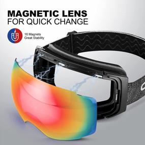 img 3 attached to Odoland Magnetic Interchangeable Ski Goggles With 2 Lenses, Large Spherical Frameless Snowboard Goggles For Men And Women