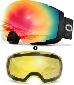 img 4 attached to Odoland Magnetic Interchangeable Ski Goggles With 2 Lenses, Large Spherical Frameless Snowboard Goggles For Men And Women