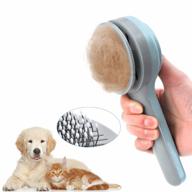 cat grooming brush, upgraded self cleaning slicker brushes for dogs cats pet grooming brush tool gently removes loose undercoat pets hair slicker brush for pet massage cleaning-easy to use logo
