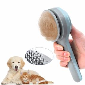 img 4 attached to Cat Grooming Brush, Upgraded Self Cleaning Slicker Brushes For Dogs Cats Pet Grooming Brush Tool Gently Removes Loose Undercoat Pets Hair Slicker Brush For Pet Massage Cleaning-Easy To Use