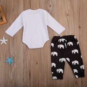 img 2 attached to Adorable Letter Print Romper And Elephant Pants Set For Newborn Baby Boys And Girls With Long Sleeves And Comfortable Bodysuit