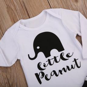 img 1 attached to Adorable Letter Print Romper And Elephant Pants Set For Newborn Baby Boys And Girls With Long Sleeves And Comfortable Bodysuit