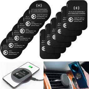 img 4 attached to 📱 Metal Phone Magnet Plates – 12 Pack, Wireless Charging Compatible, Round & Rectangle Cradle Discs, Black Magnetic Metal Plates for Magnetic Car Phone Mounts