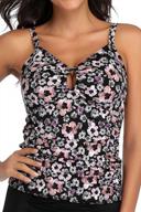 flattering plus size tankini top with tummy control for women - stylish printed swimwear for beach or pool logo
