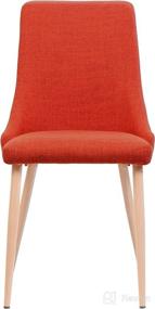 img 3 attached to 🍊 Raphelle Mid Century Muted Orange Fabric Dining Chairs: Elegant Design with Light Walnut Wood Legs (Set of 2)