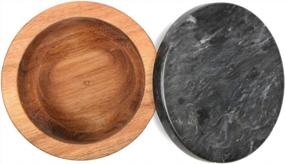 img 1 attached to 🧂 Jalz Jalz Large Wood Salt Box with Black Marble Lid - Stylish Solid Natural Acacia Base for Spice Seasonings Keeper - Elegant Design Decorative Boxes in Big Capacity