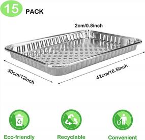 img 3 attached to 15-Pack Of Roponan Disposable Aluminum Foil Grill Topper Pans - BBQ Grill Accessories For Outdoor Cooking And Camping To Prevent Food From Falling Or Sticking To Grate