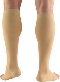 img 2 attached to Компрессионные чулки 30-40 мм рт.ст. для мужчин и женщин, высокая длина до колена, с открытым носком, бежевые, маленькие, Truform