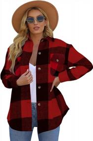 img 2 attached to Warm And Stylish: LAMISSCHE Womens Flannel Plaid Button Down Shacket - Perfect For Casual Wear