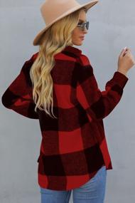 img 1 attached to Warm And Stylish: LAMISSCHE Womens Flannel Plaid Button Down Shacket - Perfect For Casual Wear