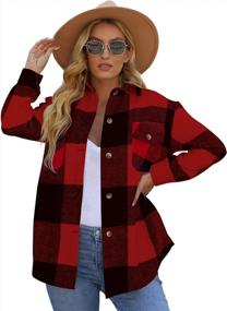 img 3 attached to Warm And Stylish: LAMISSCHE Womens Flannel Plaid Button Down Shacket - Perfect For Casual Wear