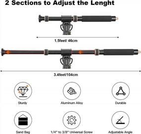 img 2 attached to Сверхмощный удлинитель стрелы Soonpho QL-02, регулируемая перекладина из алюминиевого сплава от 1,5 до 3,4 футов, удерживающая рука с мешком для песка для штатива для фотосъемки, софтбокса, студийного стробоскопа