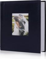 preserve your precious memories with recutms premium leather photo album - holds 200 pockets of family, wedding, and travel adventures (blue, 4x6 size) logo