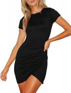women's short sleeve wrap front ruched t shirt mini dress - fashion stretchy bodycon casual crew neck logo