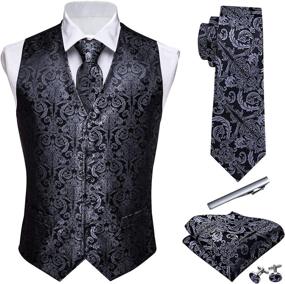img 4 attached to 🎩 Barry Wang Paisley Waistcoat Wedding Men's Accessories Set - Perfect for Ties, Cummerbunds, and Pocket Squares